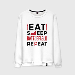 Мужской свитшот хлопок Надпись: Eat Sleep Battlefield Repeat