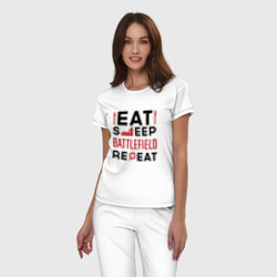 Женская пижама хлопок Надпись: Eat Sleep Battlefield Repeat - фото 2