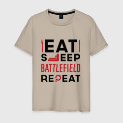 Мужская футболка хлопок Надпись: Eat Sleep Battlefield Repeat