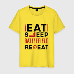 Мужская футболка хлопок Надпись: Eat Sleep Battlefield Repeat