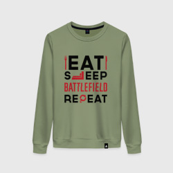 Женский свитшот хлопок Надпись: Eat Sleep Battlefield Repeat