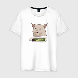 Мужская футболка хлопок Кот с салатом из мема
