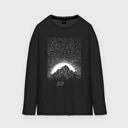 Мужской лонгслив oversize хлопок Звёздное небо и медведь