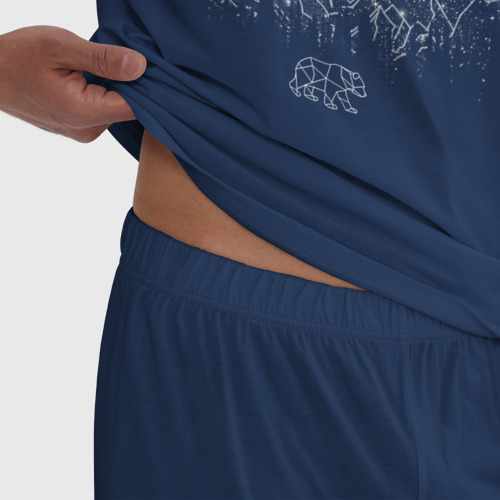 Мужская пижама хлопок Звёздное небо и медведь, цвет темно-синий - фото 6