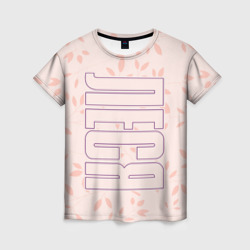 Женская футболка 3D Имя Леся по-вертикали с розовым фоном