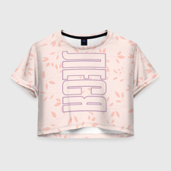 Женская футболка Crop-top 3D Имя Леся по-вертикали с розовым фоном
