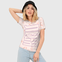 Женская футболка 3D Slim Имя Леся по-вертикали с розовым фоном - фото 2