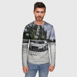 Мужской лонгслив 3D Ауди на скоростном шоссе Audi on the expressway - фото 2