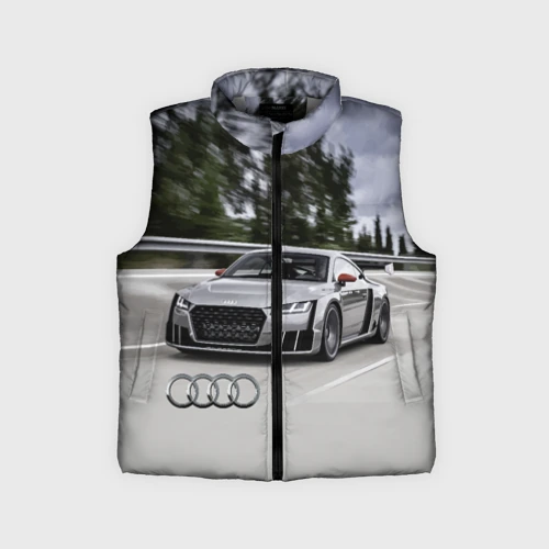 Детский жилет утепленный 3D Ауди на скоростном шоссе Audi on the expressway
