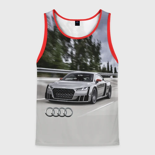 Мужская майка 3D Ауди на скоростном шоссе Audi on the expressway