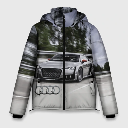 Мужская зимняя куртка 3D Ауди на скоростном шоссе Audi on the expressway