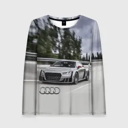 Женский лонгслив 3D Ауди на скоростном шоссе Audi on the expressway