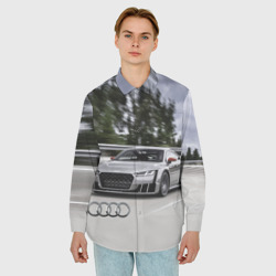 Мужская рубашка oversize 3D Ауди на скоростном шоссе Audi on the expressway - фото 2