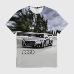Мужская футболка 3D Ауди на скоростном шоссе Audi on the expressway