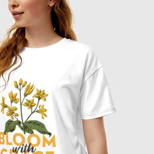 Женская футболка хлопок Oversize Bloom with grace - фото 3