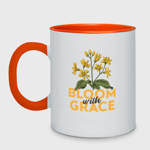 Кружка двухцветная с принтом Bloom with grace, вид спереди #2