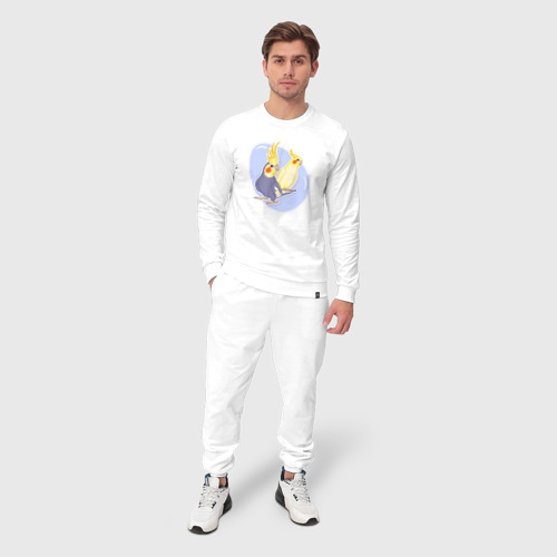 Мужской костюм хлопок Попугаи Корелла, цвет белый - фото 3