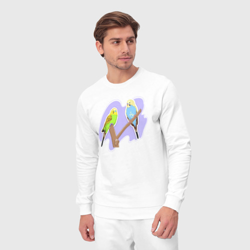 Мужской костюм хлопок Волнистыи попугай, цвет белый - фото 5