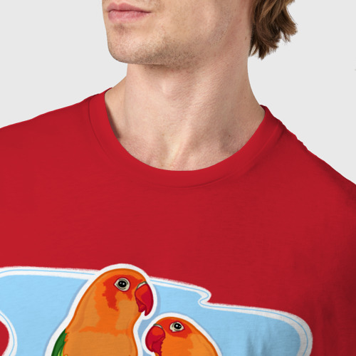 Мужская футболка хлопок Птицы Неразлучники, цвет красный - фото 6