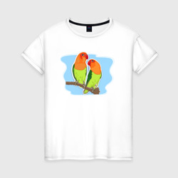 Женская футболка хлопок Птицы Неразлучники