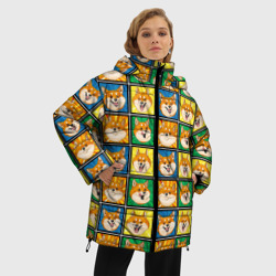 Женская зимняя куртка Oversize Разноцветная плитка сибы - фото 2