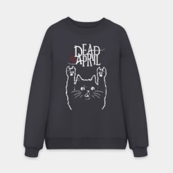 Мужской свитшот oversize без начеса хлопок Dead by April Рок кот