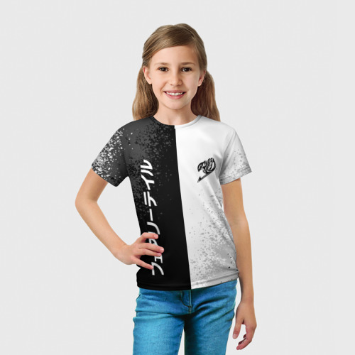 Детская футболка 3D Fairy tail black and white logo, цвет 3D печать - фото 5