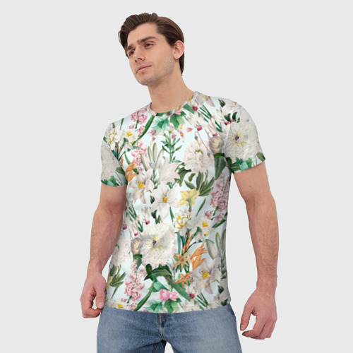 Мужская футболка 3D с принтом Цветы Для Невесты, фото на моделе #1