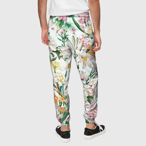 Мужские брюки 3D с принтом Цветы Для Невесты, вид сзади #2