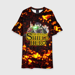 Детское платье 3D The Rising of the Shield Hero персонажи на фоне черепов в огне