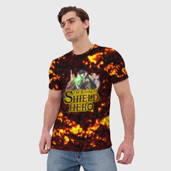 Мужская футболка 3D The Rising of the Shield Hero персонажи на фоне черепов в огне - фото 2