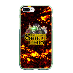 Чехол для iPhone 7Plus/8 Plus матовый The Rising of the Shield Hero персонажи на фоне черепов в огне