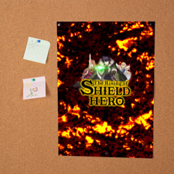 Постер The Rising of the Shield Hero персонажи на фоне черепов в огне - фото 2