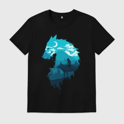 Мужская футболка хлопок Принцесса Мононоке волчий силуэт