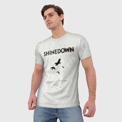 Футболка с принтом The Sound of Madness - Shinedown для мужчины, вид на модели спереди №2. Цвет основы: белый