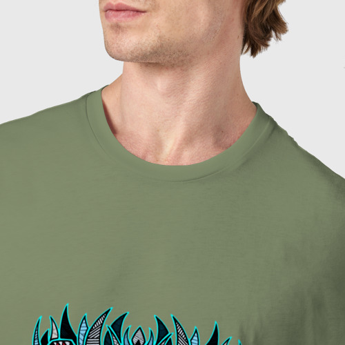 Мужская футболка хлопок с принтом Голубой лев, фото #4