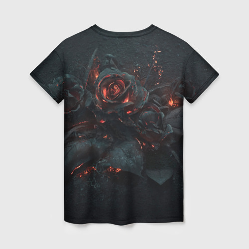 Женская футболка 3D с принтом Тлеющий розы, вид сзади #1