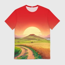 Мужская футболка 3D Дорога к солнцу