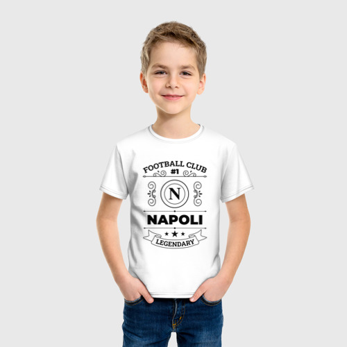 Детская футболка хлопок с принтом Napoli: Football Club Number 1 Legendary, фото на моделе #1