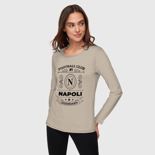 Женский лонгслив хлопок с принтом Napoli: Football Club Number 1 Legendary, фото на моделе #1