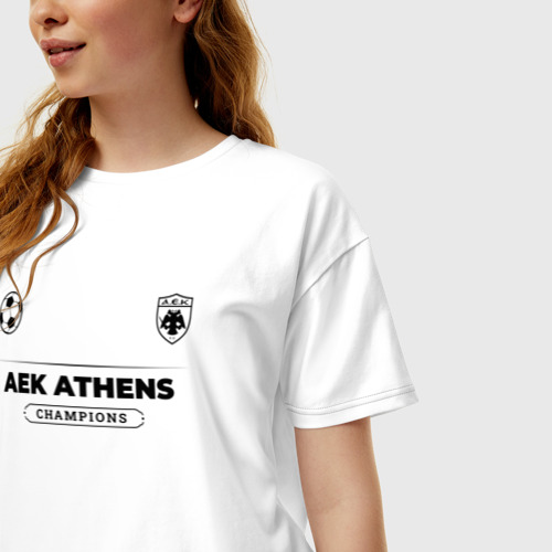 Женская футболка хлопок Oversize с принтом AEK Athens Униформа Чемпионов, фото на моделе #1