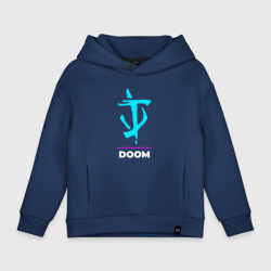 Детское худи Oversize хлопок Символ Doom в неоновых цветах