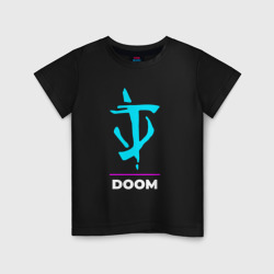 Детская футболка хлопок Символ Doom в неоновых цветах