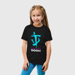 Детская футболка хлопок Символ Doom в неоновых цветах - фото 2