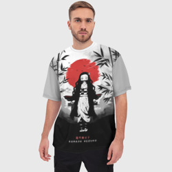 Мужская футболка oversize 3D Незуко Клинок, рассекающий демонов Nezuko - фото 2