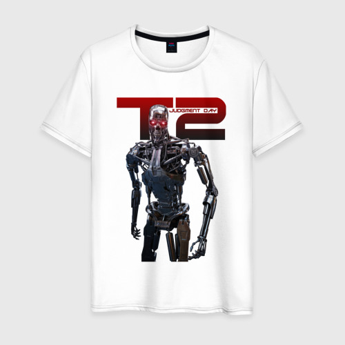 Мужская футболка из хлопка с принтом Terminator 2 - T800, вид спереди №1