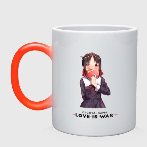 Кружка хамелеон Госпожа Кагуя Love   is war Синомия, цвет белый + красный