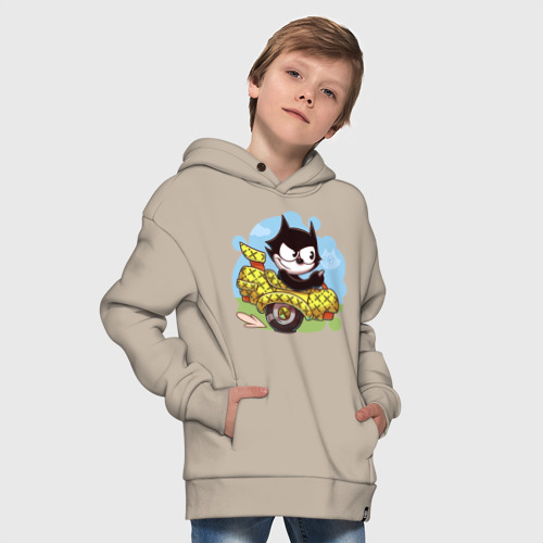 Детское худи Oversize хлопок Felix - the cat, цвет миндальный - фото 9