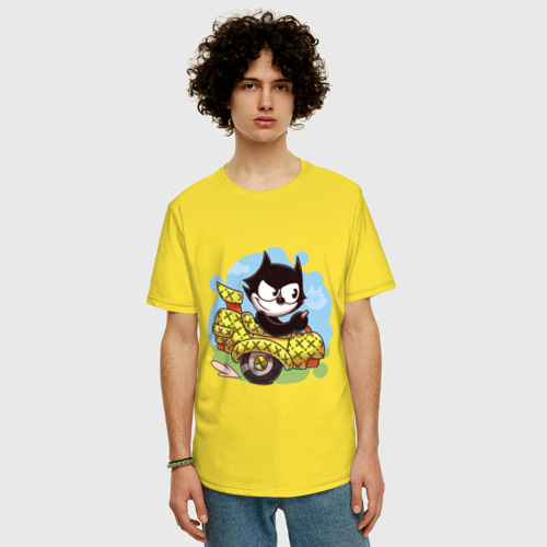 Мужская футболка хлопок Oversize с принтом Felix - the cat, фото на моделе #1