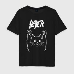 Мужская футболка хлопок Oversize Slayer Рок кот